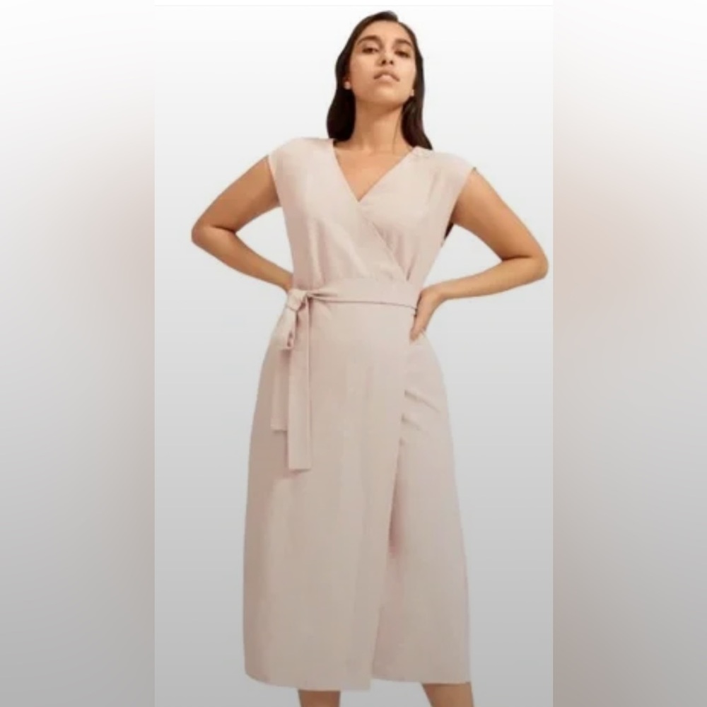 EUC Everlane Japanese GoWeave short sleep wrap midi dress